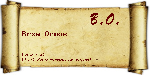 Brxa Ormos névjegykártya